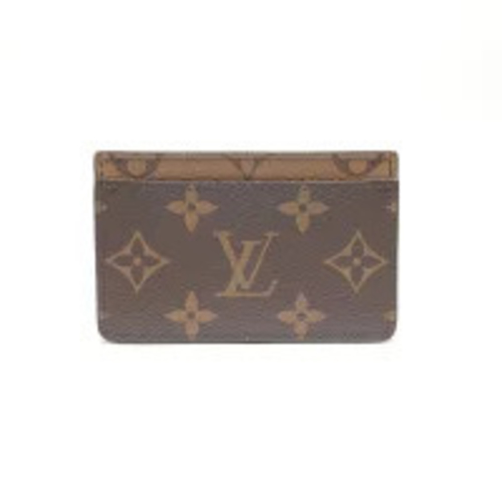 Louis Vuitton Monogram Reverse Portecarte Card Case Wallet Brown